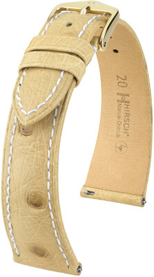 Cinturino in pelle Hirsch Massai Ostrich L 04362091-7, beige, pelle di struzzo, lunghezza L, sgancio rapido