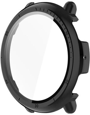 Cover protettiva (pro Amazfit Active 2, round), in plastica, nero + vetro