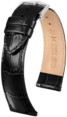 Hirsch Louisianalook Cinturino in pelle L 03427050-2, nero, pelle di vitello, lunghezza L, sgancio rapido