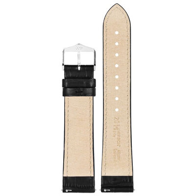 cinturino in pelle Hirsch Duke S 01028350-2, nero, vitello, lunghezza S, Quick Release