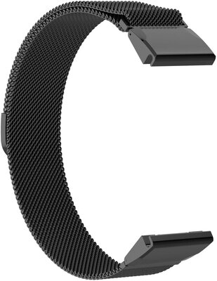 Bracciale in acciaio Ricardo 26mm (pro Garmin Fenix 8/7X/6X (51mm), Tactix aj.), milanese, nero, QuickFit