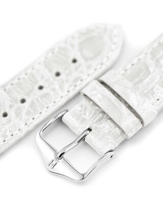 Cinturino in pelle Hirsch Genuine Croco L 01808000-2, bianco, pelle di coccodrillo, lunghezza L, Quick Release