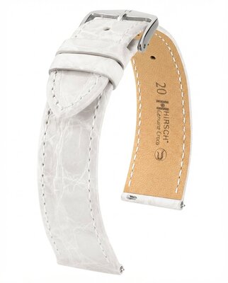 Cinturino in pelle Hirsch Genuine Croco L 01808000-2, bianco, pelle di coccodrillo, lunghezza L, Quick Release