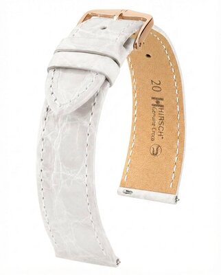 Cinturino in pelle Hirsch Genuine Croco L 01808000-7, bianco, pelle di coccodrillo, lunghezza L, Quick Release
