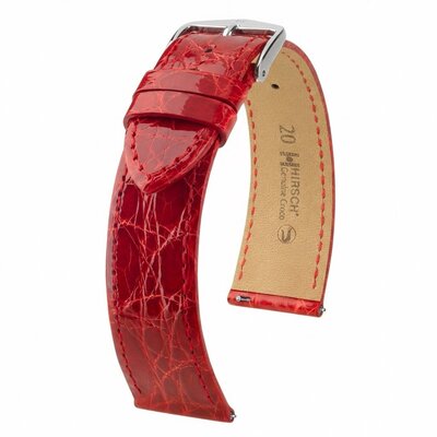 Cinturino in pelle Hirsch Genuine Croco L 01808020-2, rosso, pelle di coccodrillo, lunghezza L, Quick Release