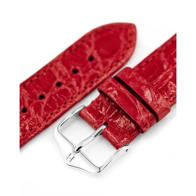 Cinturino in pelle Hirsch Genuine Croco L 01808020-2, rosso, pelle di coccodrillo, lunghezza L, Quick Release