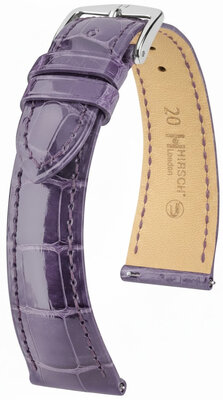 Cinturino in pelle Hirsch London L 04307084-2, viola, pelle di alligatore, lunghezza L, sgancio rapido