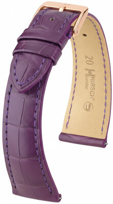 Cinturino in pelle Hirsch London L 04307086-7, viola, pelle di alligatore, lunghezza L, sgancio rapido