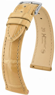 Cinturino in pelle Hirsch London L 04307090-2, beige, pelle di alligatore, lunghezza L, sgancio rapido