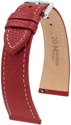 Cinturino in pelle Hirsch Bologna 01802160-2, rosso, pelle di vitello, Quick Release