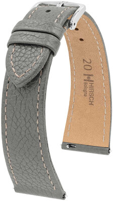 Cinturino in pelle Hirsch Bologna L 01802030-2, grigio, pelle di vitello, lunghezza L, Quick Release