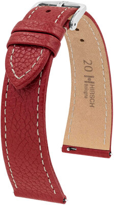 Cinturino in pelle Hirsch Bologna L 01802060-2, rosso, pelle di vitello, lunghezza L, Quick Release