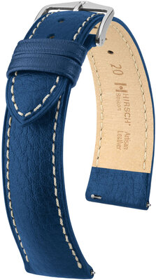 Cinturino in pelle Hirsch Boston L 01302080-2, blu, pelle di vitello, lunghezza L, sgancio rapido