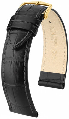 Cinturino in pelle Hirsch Duke 01028150NQ-1, nero, pelle di vitello