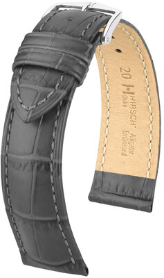 Cinturino in pelle Hirsch Duke L 01028030NQ-2, grigio, pelle di vitello, lunghezza L