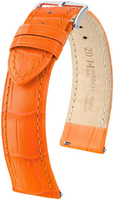 Cinturino in pelle Hirsch Duke L 01028076-2, arancione, vitello, lunghezza L, Quick Release