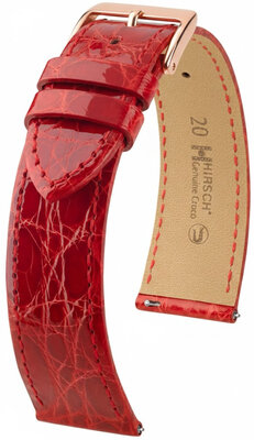 Cinturino in pelle Hirsch Genuine Croco L 01808020-7, rosso, pelle di coccodrillo, lunghezza L, Quick Release