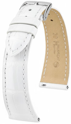 Cinturino in pelle Hirsch London 04207100-2, bianco, pelle di alligatore, Quick Release