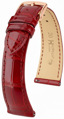 Cinturino in pelle Hirsch London 04207120-7, rosso, pelle di alligatore, Quick Release