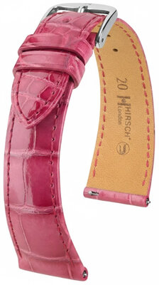 Cinturino in pelle Hirsch London 04207124-2, rosa, pelle di alligatore, Quick Release