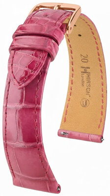 Cinturino in pelle Hirsch London 04207124-7, rosa, pelle di alligatore, Quick Release