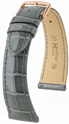 Cinturino in pelle Hirsch London 04207130-7, grigio, pelle di alligatore, Quick Release