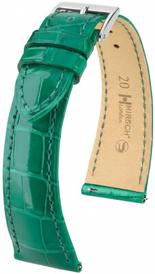 Cinturino in pelle Hirsch London 04207140-2, verde, pelle di alligatore, Quick Release