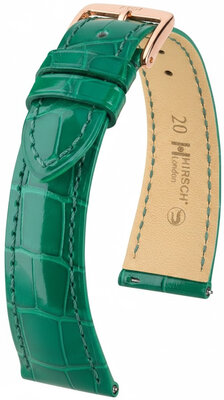 Cinturino in pelle Hirsch London 04207140-7, verde, pelle di alligatore, Quick Release