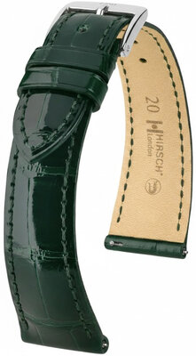 Cinturino in pelle Hirsch London 04207141-2, verde, pelle di alligatore, Quick Release