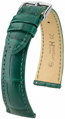 Cinturino in pelle Hirsch London 04207149-2, verde, pelle di alligatore, Quick Release