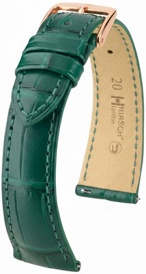 Cinturino in pelle Hirsch London 04207149-7, verde, pelle di alligatore, Quick Release