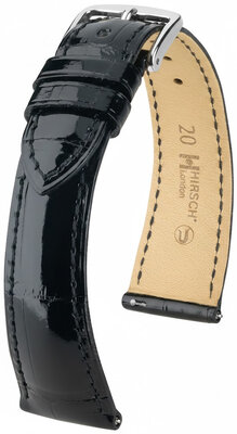 Cinturino in pelle Hirsch London 04207150-2, nero, pelle di alligatore, Quick Release