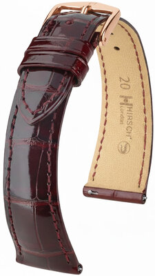 Cinturino in pelle Hirsch London 04207160-7, rosso, pelle di alligatore, Quick Release