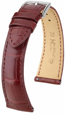 Cinturino in pelle Hirsch London 04207169-2, rosso, pelle di alligatore, Quick Release