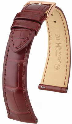 Cinturino in pelle Hirsch London 04207169-7, rosso, pelle di alligatore, Quick Release