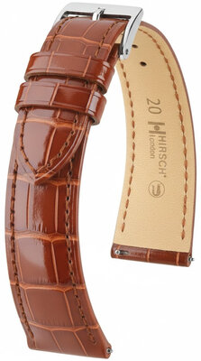 Cinturino in pelle Hirsch London 04207170-2, marrone, pelle di alligatore, Quick Release