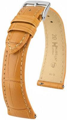 Cinturino in pelle Hirsch London 04207175-2, marrone, pelle di alligatore, Quick Release