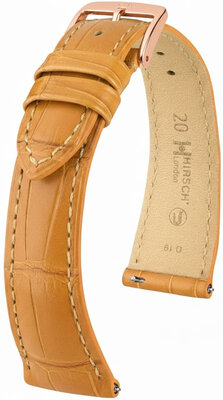 Cinturino in pelle Hirsch London 04207175-7, marrone, pelle di alligatore, Quick Release