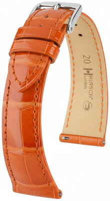 Cinturino in pelle Hirsch London 04207177-2, arancione, pelle di alligatore, Quick Release