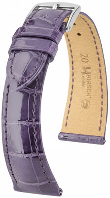 Cinturino in pelle Hirsch London 04207184-2, viola, pelle di alligatore, Quick Release