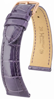 Cinturino in pelle Hirsch London 04207184-7, viola, pelle di alligatore, Quick Release