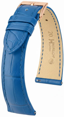 Cinturino in pelle Hirsch London 04207185-7, blu, pelle di alligatore, Quick Release