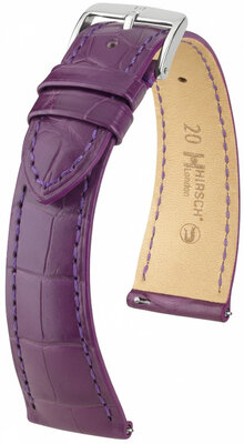 Cinturino in pelle Hirsch London 04207186-2, viola, pelle di alligatore, Quick Release