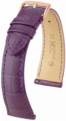 Cinturino in pelle Hirsch London 04207186-7, viola, pelle di alligatore, Quick Release