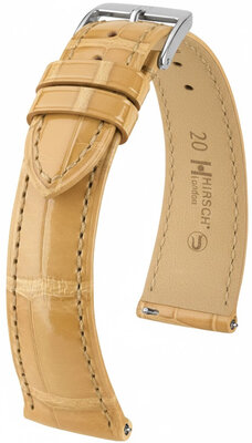 Cinturino in pelle Hirsch London 04207190-2, beige, pelle di alligatore, Quick Release