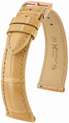 Cinturino in pelle Hirsch London 04207190-7, beige, pelle di alligatore, Quick Release