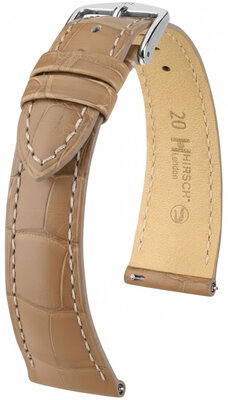 Cinturino in pelle Hirsch London 04207199-2, beige, pelle di alligatore, Quick Release