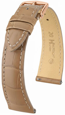 Cinturino in pelle Hirsch London 04207199-7, beige, pelle di alligatore, Quick Release