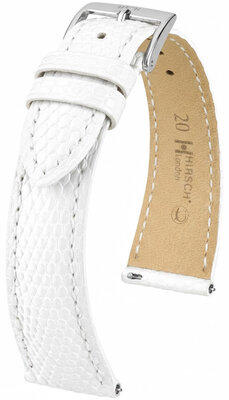 Cinturino in pelle Hirsch London 04266100-2, bianco, pelle di lucertola, Quick Release