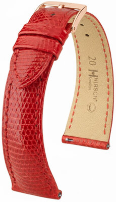 Cinturino in pelle Hirsch London 04266120-7, rosso, pelle di lucertola, Quick Release